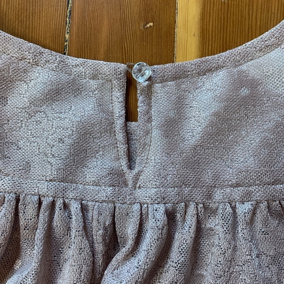 Mauve sheer floral vintage 70s dress L - Picture 4 of 4